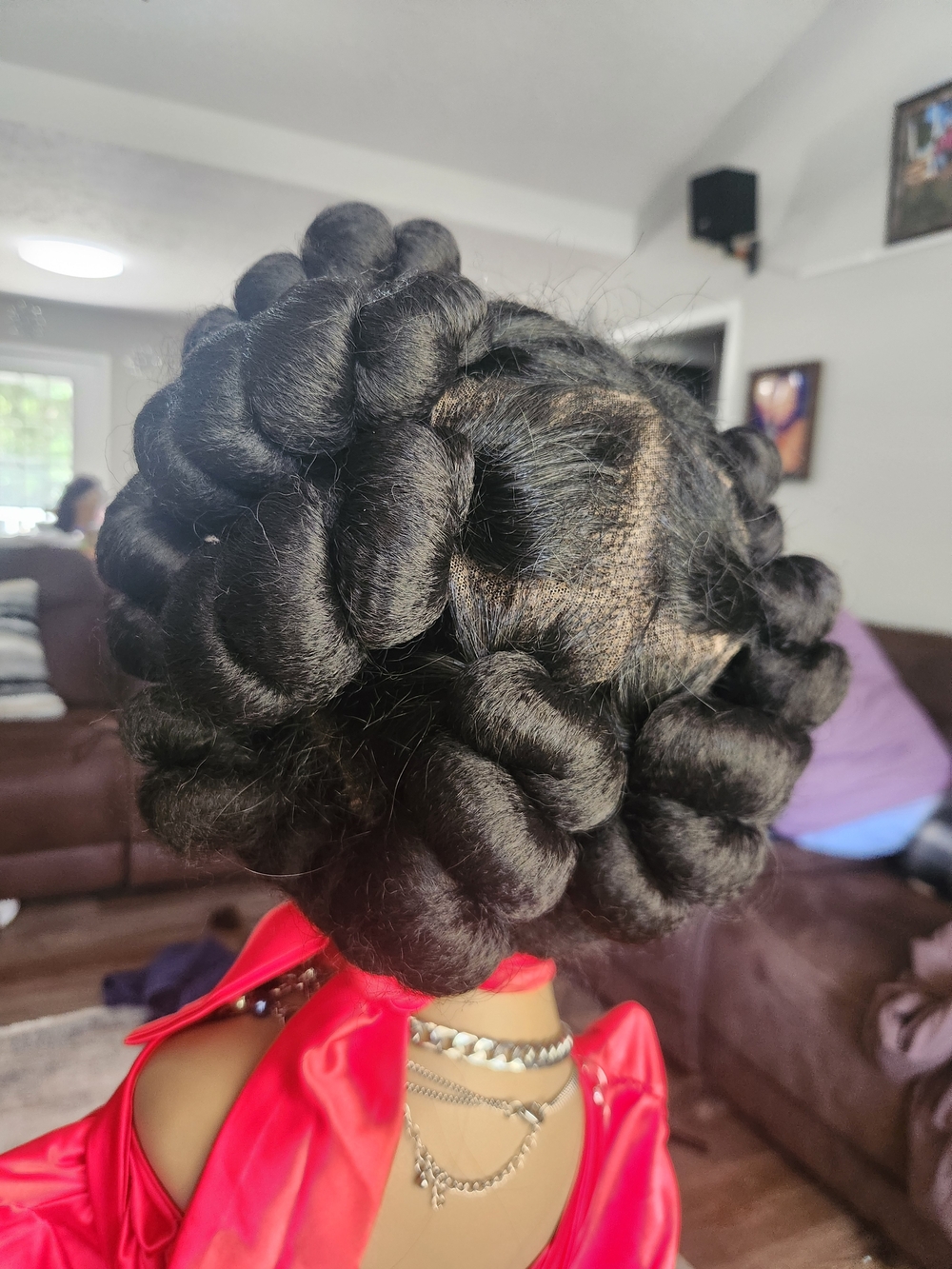 Black Lace Front Wig with Jumbo Bantu Knots- Women Hair - Picture 4 of 8